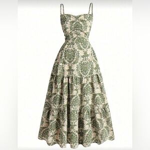 Floral Green and Cream Maxi Dress